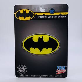 9672-003 Fan Emblems Dc Batman Logo Car Emblem Decal Black Yellow Chrome Peel And Stick