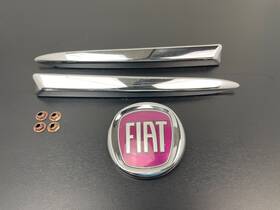 Fjh10219 Fiat 2012-2017 500 Front Left Right Bumper With Emblem Chrome Silver Trim Oem #1