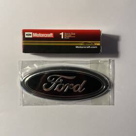 Ford 031508387737 Black And Chrome 4.5 Inch Emblem With Motorcraft Bonus Spark Plug Included