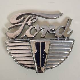 21a16607 Ford Vintage Antique V8 Hood Emblem Badge 1940s 1950s 1960s 1970s