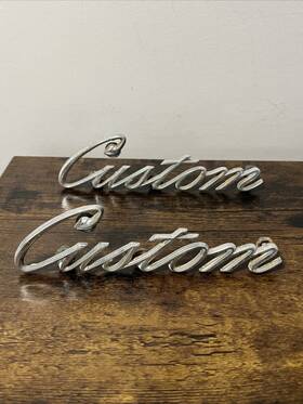 600-c9ab-62291b62-c Ford 2x Vtg 1968-72 F100 Truck Inch Custom Script Emblem 600 C9ab-62291b62