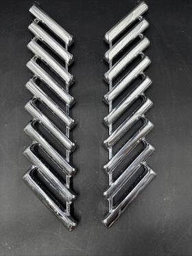 Bn-16228-a Ford Thunderbird 1955-57 Pair Of Fender L/r Hash Mark Chrome Metal Emblems 2