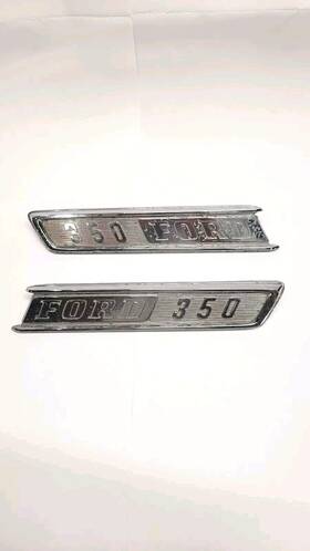C7tb-16721-c Ford C7tb-16720-c 1967 Truck F350 Hood Emblems Pair Chrome Oem F100