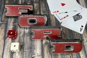 C7tb-8b118-f Ford Vintage 1960s Bronco Hood Nose Front Letter Emblem Set C7tb-8b118 Oem Red