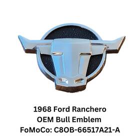 C8ob-66517a21-a Ford 1968 Ranchero Oem Used Bull Emblem Fomoco Pn Very Clean