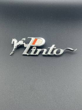 D12b-16a447-ad Ford Vintage Pinto Emblem Badge Oem Metal Script Horse 1970s Original Classic