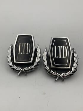 D3ab-65517a56-ac Ford Lot Of 2 Ltd Emblems With Pins Black And Chrome 1973-75