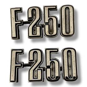D3tb-16720-aa Ford 73-76 Truck F250 Metal Fender Emblems Pair Oem 1973-1976