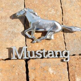 D4zb-8216 Ford 74-78 Mustang Fender Emblem Vintage Silver Tone Metal Set Lot Of 2 Pony Guc