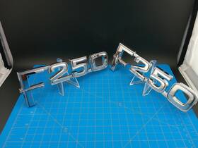 E2tb-16b114-da Ford F250 Oem Chrome Emblem Pair Badge Set Vintage 1980s Truck