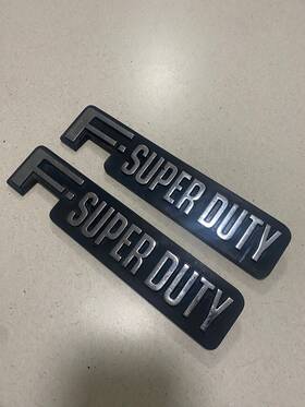 F2tb-16b114-ka Ford Oem 92-98 F-super Duty Side Door Emblem Nameplate Logo Set