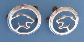 F1wb-6628032-a1 Ford Mercury Fomoco Oem Cougar Chrome Pillar Emblems Pair 91 92 93 Metal F1wb