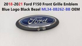 Ml34-8b262-bb Ford 2018-2021 F150 Front Grille Emblem Blue Logo Black Bezel Oem