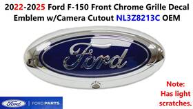 Nl3z8213c Ford 2022-2025 F150 Front Chrome Grille Decal Emblem With Camera Cutout Nl3z8213c Ford 2022-2025 F150 Front Chrome Grille Decal Emblem With Camera Cutout