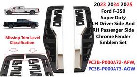 Pc3b-p000a72-afw Ford 2023 2024 2025 F-350 Sd Lh And Rh Chrome Fender Emblem Set