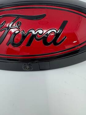 Pc3z-16605-a Ford Oem Grille Emblem With Front Camera Custom Painted Rapid Red Gloss Black