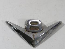Raaf-8259-a Ford Vintage Used 1950s Large Chrome V8 Hood Emblem Body Badge