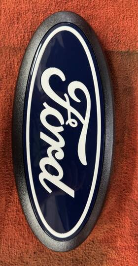 Rl34-19h250-ac Ford Rl34-19h250-ac/gc New Take Off 2024- 25 F-150 Black/white Letter Grille Emblem Without Cam Oem