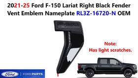 Rl3z-16720-n Ford 2021-25 F150 Lariat Right Black Fender Vent Emblem Nameplate Rl3z16720n