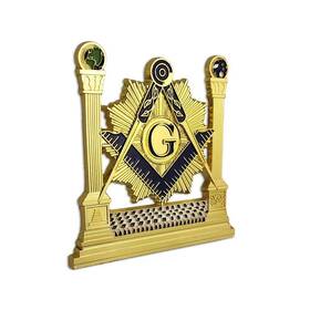 Freemasoner 789659782962 Masonic Car Emblem Altar Pillars Square And Compass Freemason Auto Badge
