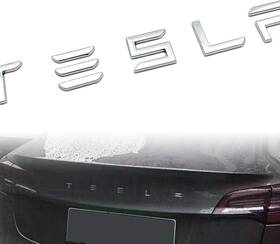 Funce 6961894227 3d Raised Letter Sticker Tailgate Insert Emblem For Model 3 Y S X Chrome Silver