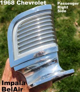 3920824 General Motors / Chevrolet Oem 1968 Impala Bel Air Passenger Right Side Chrome Fender Ornament