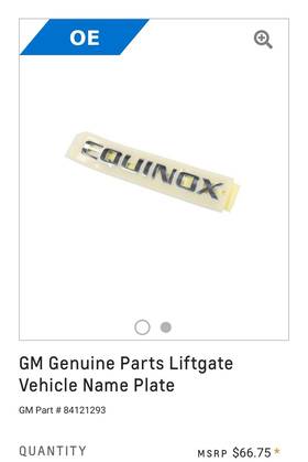 84162508 Gm 84121293 New Oem Chevy Liftgate Nameplate Equinox And Lt Chrome