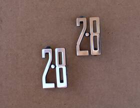 D5ry-16228-b Gm 1975 1976 1977 Mercury Capri Front Fender Emblems Inch 2.8 Nameplate 2