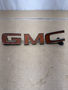 2000681 Gmc Vintage Truck Grille Badge Emblem Aluminum Letters Orange