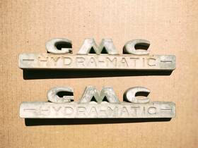 2300173 Gmc Pair Of 1947 1948 1949 1950 1951 1952 1953 Hydramatic Hood Emblems Oem