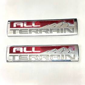 25801532 Gmc Pair Of 2 Gm All Terrain Fender Emblems Left Right 2008-2013 Sierra Oem