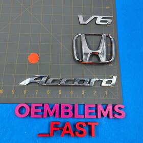 75701-teo-a010-m1 Honda 2008-14 Accord V6 Coupe 2dr Oem Chrome Factory Rear Trunk Emblem Set 2