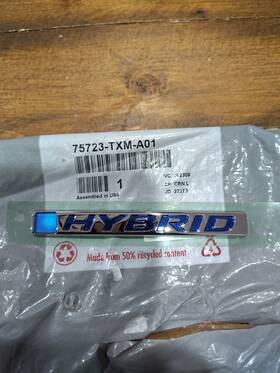 75723-txm-a01 Honda New Oem Genuine Inch Hybrid Nameplate