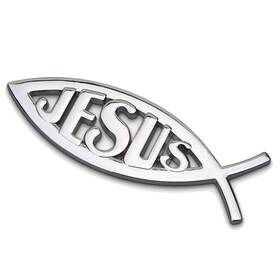Hyt01 Huayt Huapx 1pack Silver Jesus Fish Emblem Aluminum Alloy Badges Decals For