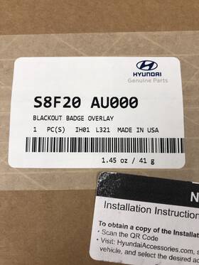 S8f20-au000 Hyundai S8f20au000 Genuine Parts - Blackout Badge Overlay