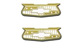 5530 I-5 Classic Chevy 57 1957 Aluminum Gold Crest Quarter Panel Emblems