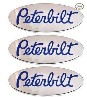 Isikuku 712038089857 Peterbilt Logo Name Emblem Plate Custom Cnc 6061 Grille Replacement Blue 3pcs