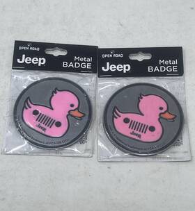 Jeep 196822075460 2 Brand New Pink Duck Metal Badge Sticker Open Road