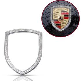 Kr77 Kaizenmotor Front Hood Logo Emblem Badge Diamond Trim For Porsche 911 Cayenne Boxster Macan