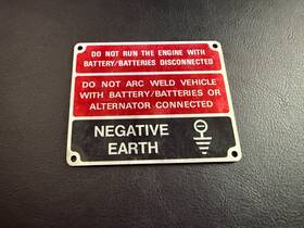 396116 Land Rover Range Classic 1986-1994 Warning-battery Cable Negative Label