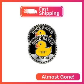 W021 Lcwljl 2 Pcs Duck Rated Car Emblem 4 X Metal Automotive Badge 3d Round Ba