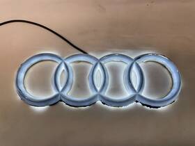 Wsx-20-4 Led Audi A4 A5 A6 S3 S4 Chrome White Light Glowing Front Grill Rings Badge