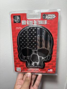 Ce78039 Lethal Threat Abs Stick On Emblem Usa Skull For Cars