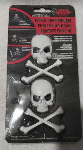 Lt88683 Lethal Threat New Crossbones 3d Stick-on Emblem Auto Motorcycle Truck