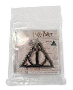 9672-114 Lni Australia Harry Potter 3d Car Badge - Deathly Hallows Symbol Black Chrome