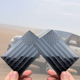 Ss-122 Lycaresun 2 Pcs Embossed 3d Metal Black American Flag Emblem Sticker 5 Inch X3 Usa Decal