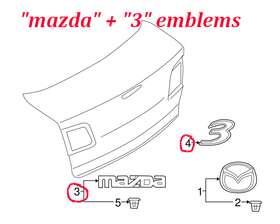 Bn8v-51-710a Mazda 2x New Oem Genuine 2004-2009 3 Rear Emblems Nameplates