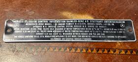 6155840421 Mercedes-benz 1975 W115 Genuine Emission Control Information Metal Plate