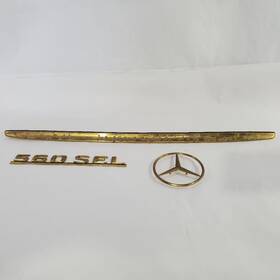 920.mb1x91 Mercedes-benz 1991 560sel Oem Set Of 3 Gold Plated Trunk Emblems