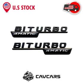 A2058171715 Mercedes-benz Amg Biturbo 4matic Emblem Badge 2pcs Gloss Black C43 C63 E43 E63